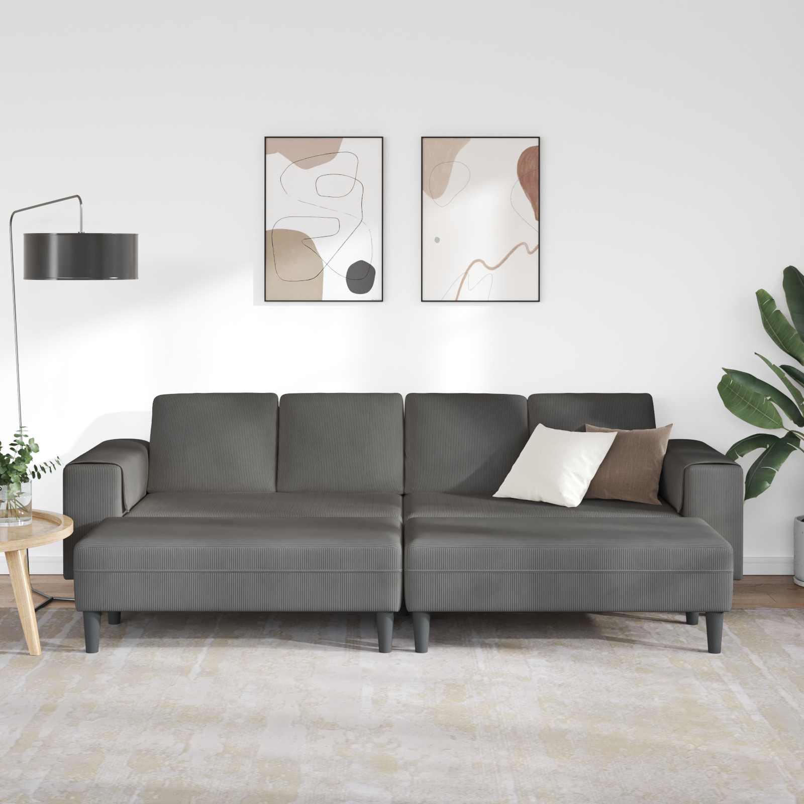 Καναπές Σκούρο Γκρι 250 x 188 x 76 εκ. Υφασμάτινο Κορντουρά