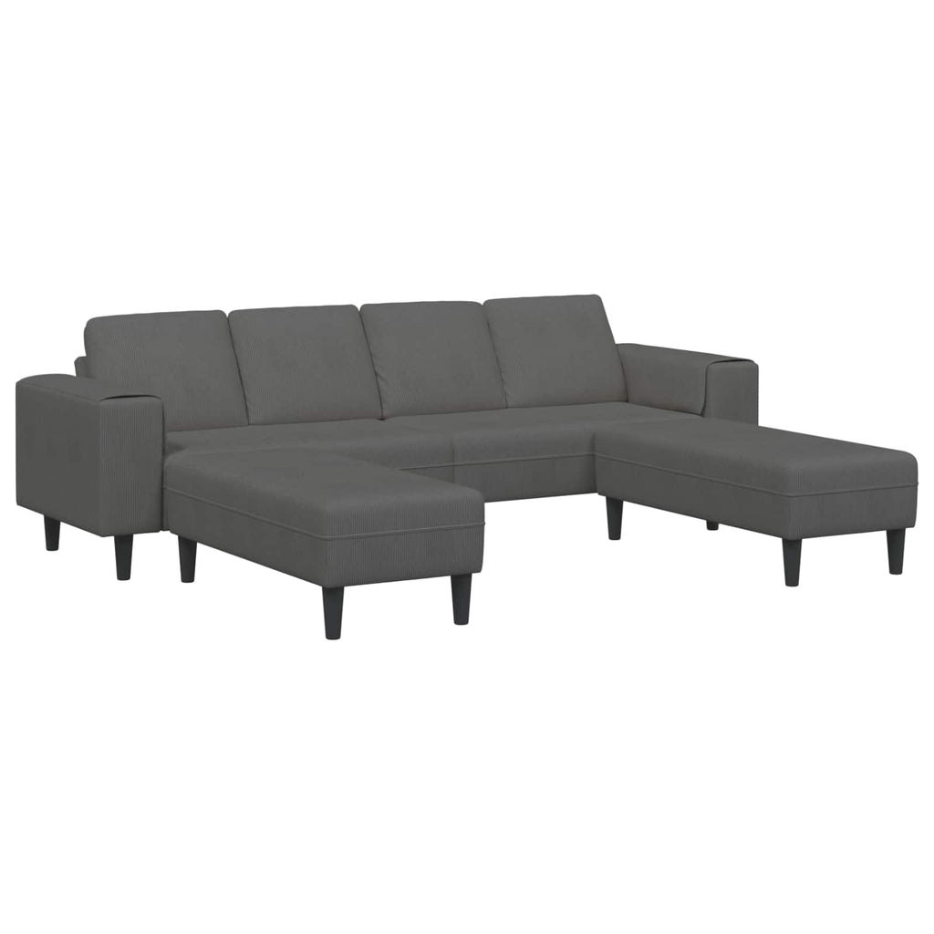 Καναπές Σκούρο Γκρι 250 x 188 x 76 εκ. Υφασμάτινο Κορντουρά