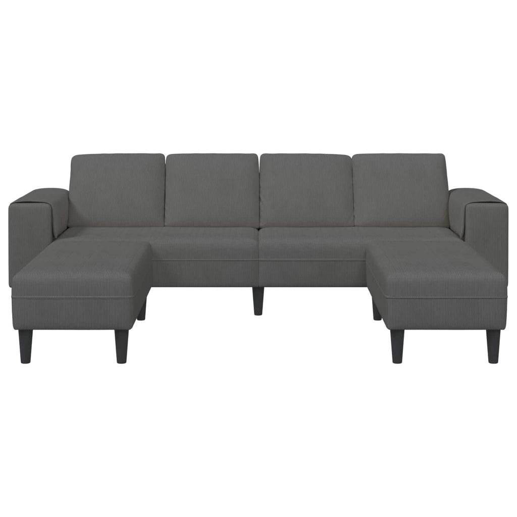 Καναπές Σκούρο Γκρι 250 x 188 x 76 εκ. Υφασμάτινο Κορντουρά