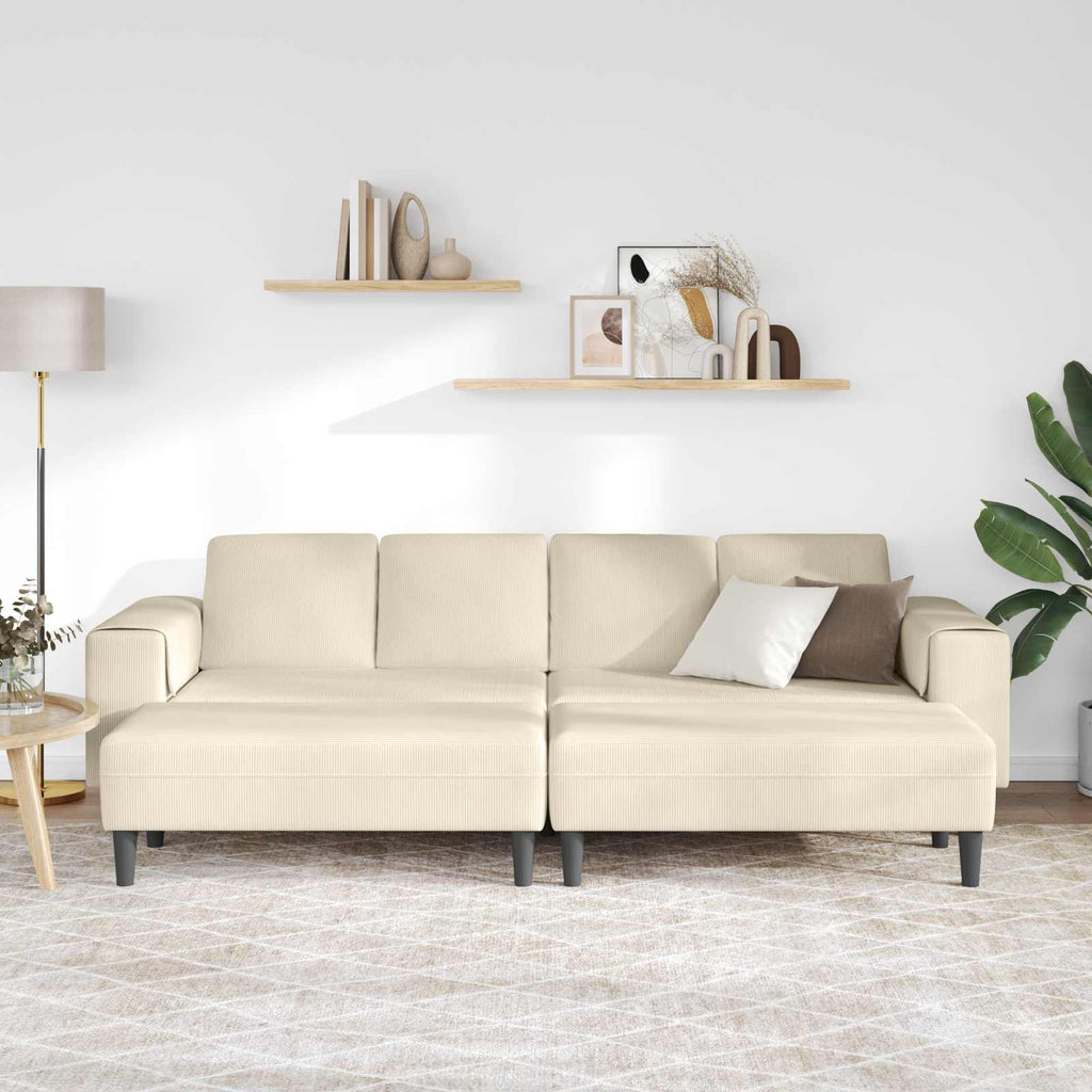 Καναπές Κρεμ 250 x 188 x 76 εκ. Υφασμάτινο Κορντουρά