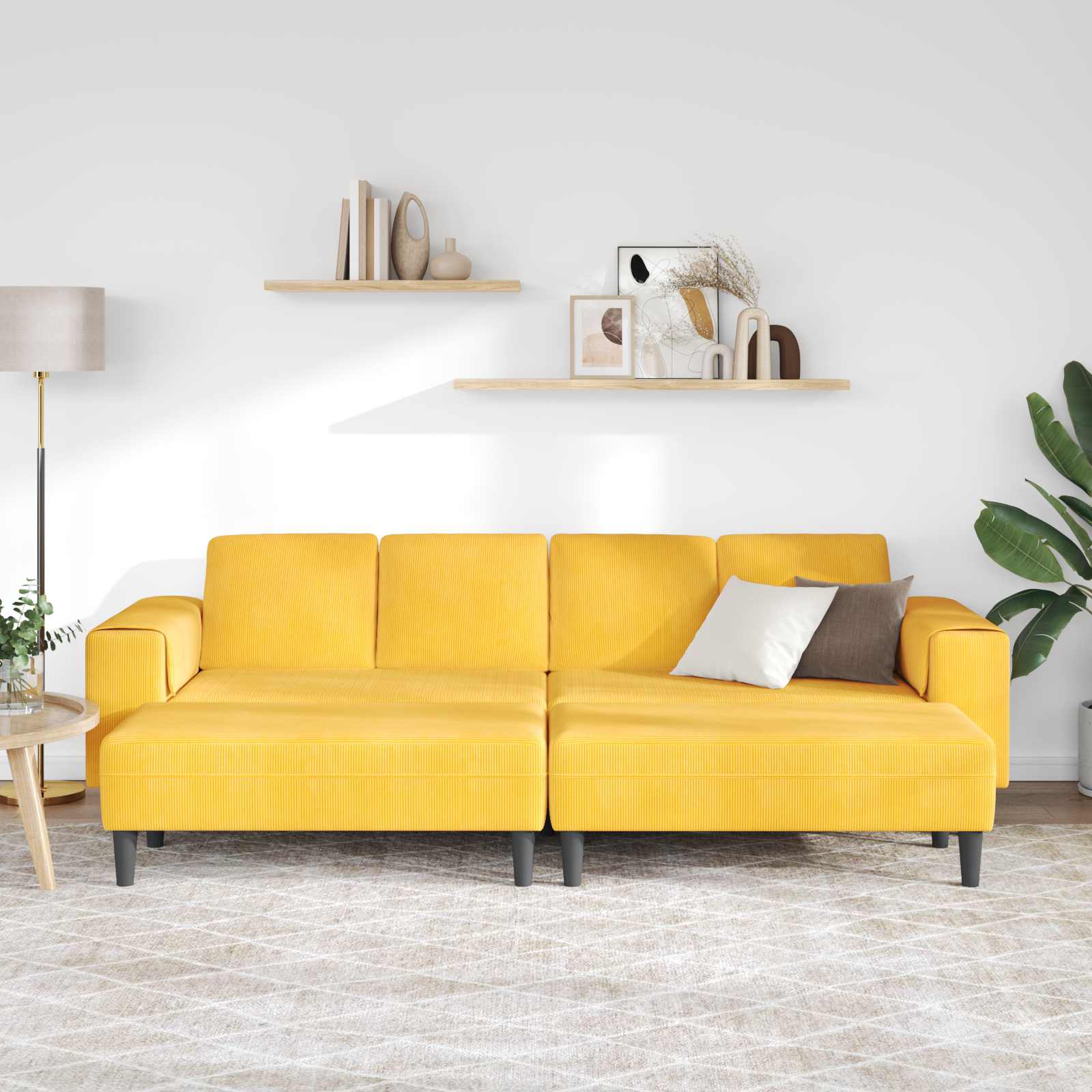 Καναπές Απαλό Κίτρινο 250 x 188 x 76 εκ. Υφασμάτινο Κορντουρά