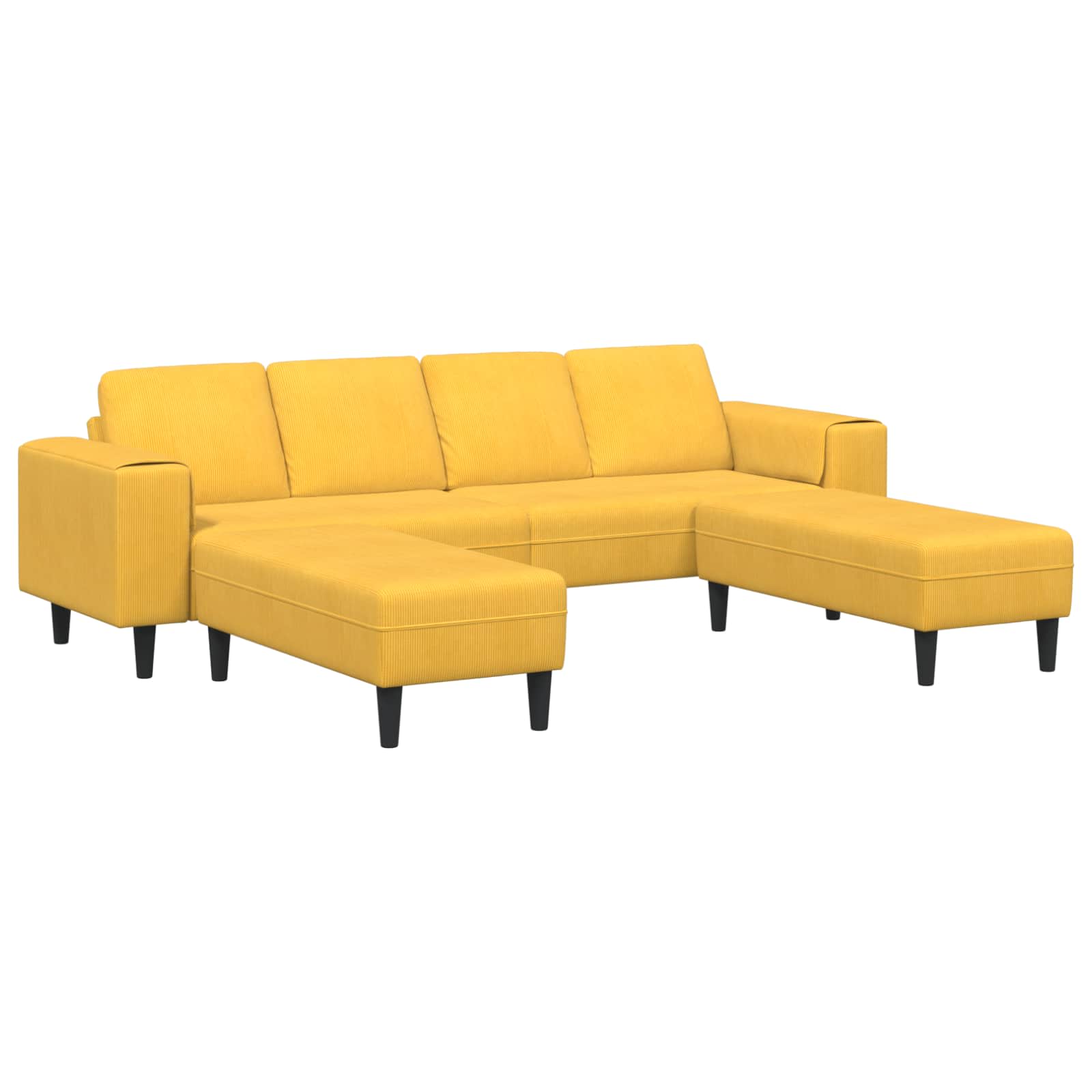 Καναπές Απαλό Κίτρινο 250 x 188 x 76 εκ. Υφασμάτινο Κορντουρά