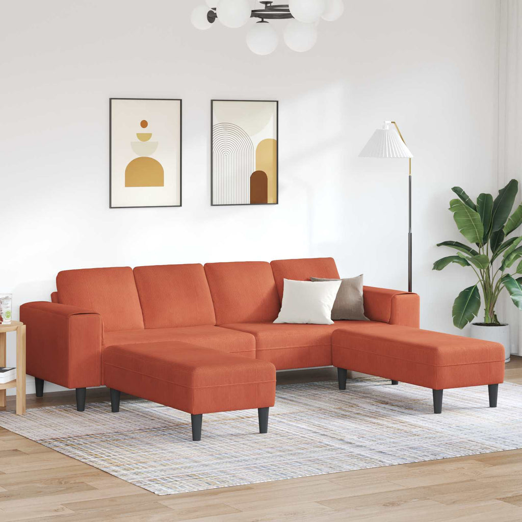 Καναπές Κόκκινο Πορτοκαλί 250 x 188 x 76 εκ.
