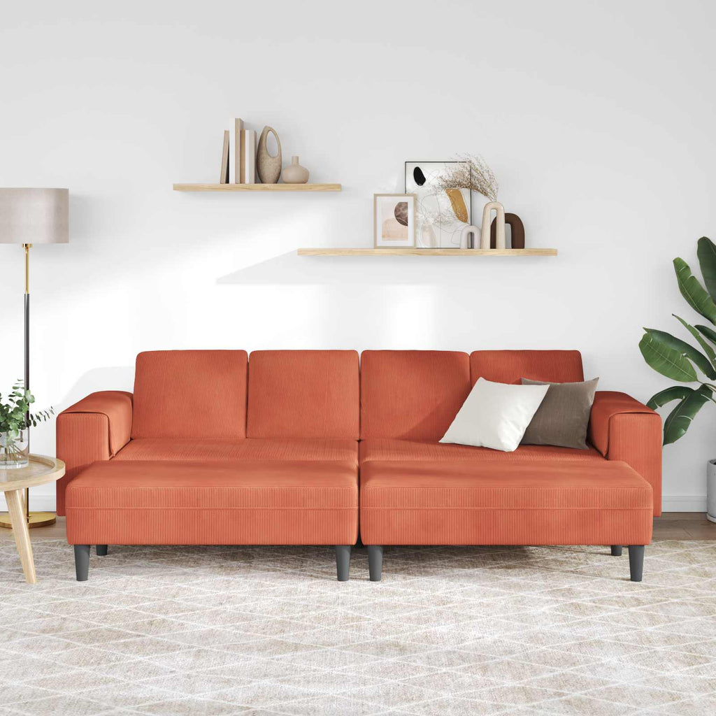 Καναπές Κόκκινο Πορτοκαλί 250 x 188 x 76 εκ.
