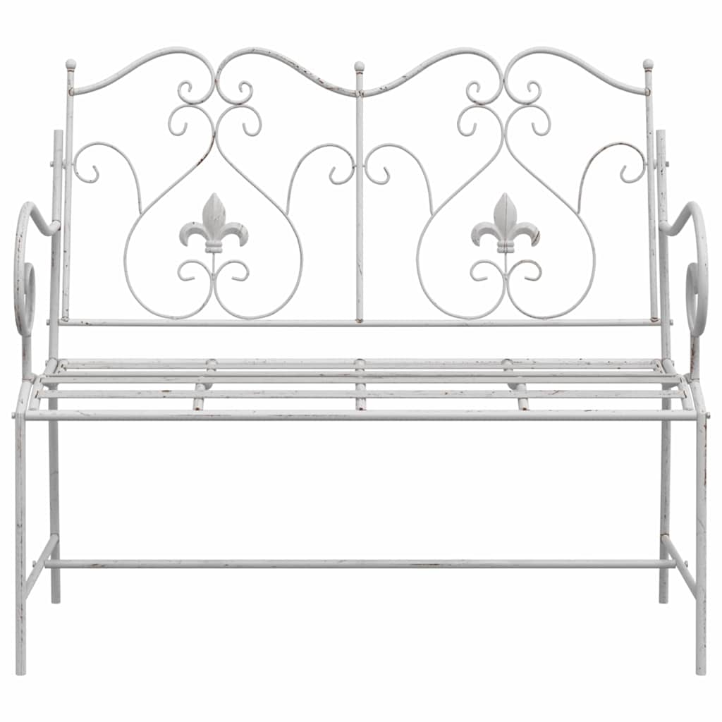 Παγκάκι κήπου 2 -Seater 104 x 54 x 93 εκ. Ατσάλι Αντίκες Λευκό