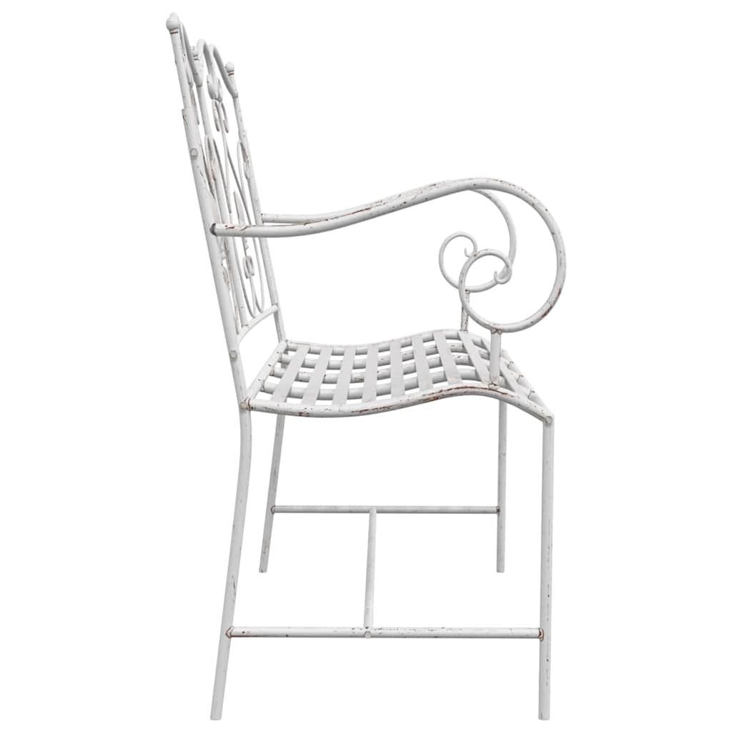 Παγκάκι κήπου 2 -Seater 104 x 54 x 93 εκ. Ατσάλι Αντίκες Λευκό