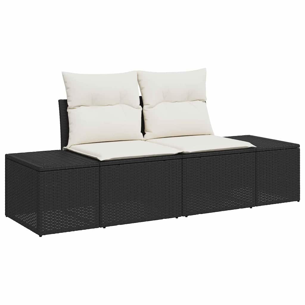 Σετ Καναπέ Κήπου 9 τμχ. Μαύρο και Κρέμα συνθετικό ρατάν