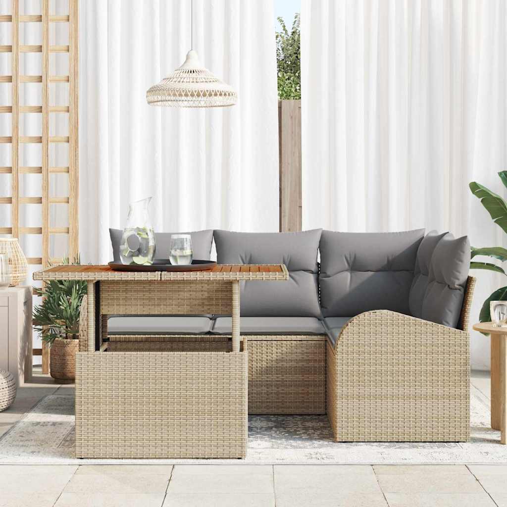 Σετ Καναπέ Κήπου 5 τμχ. μπεζ και ανοιχτό γκρι