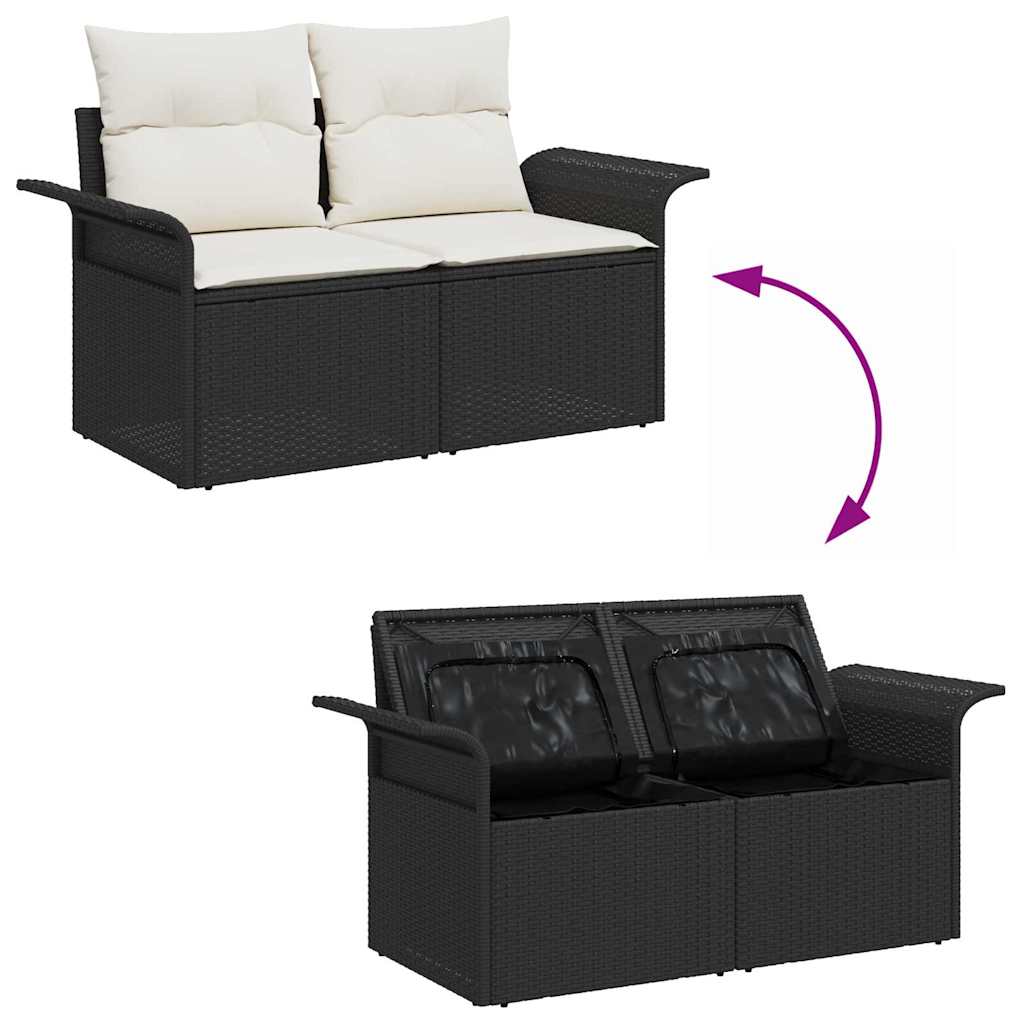 Σετ Καναπέ Κήπου 7 pcs 6-Seater Μαύρο και Κρέμα συνθετικό ρατάν