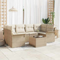 Σετ Καναπέ Κήπου 7 pcs 6-Seater Μπεζ και Κρέμα συνθετικό ρατάν