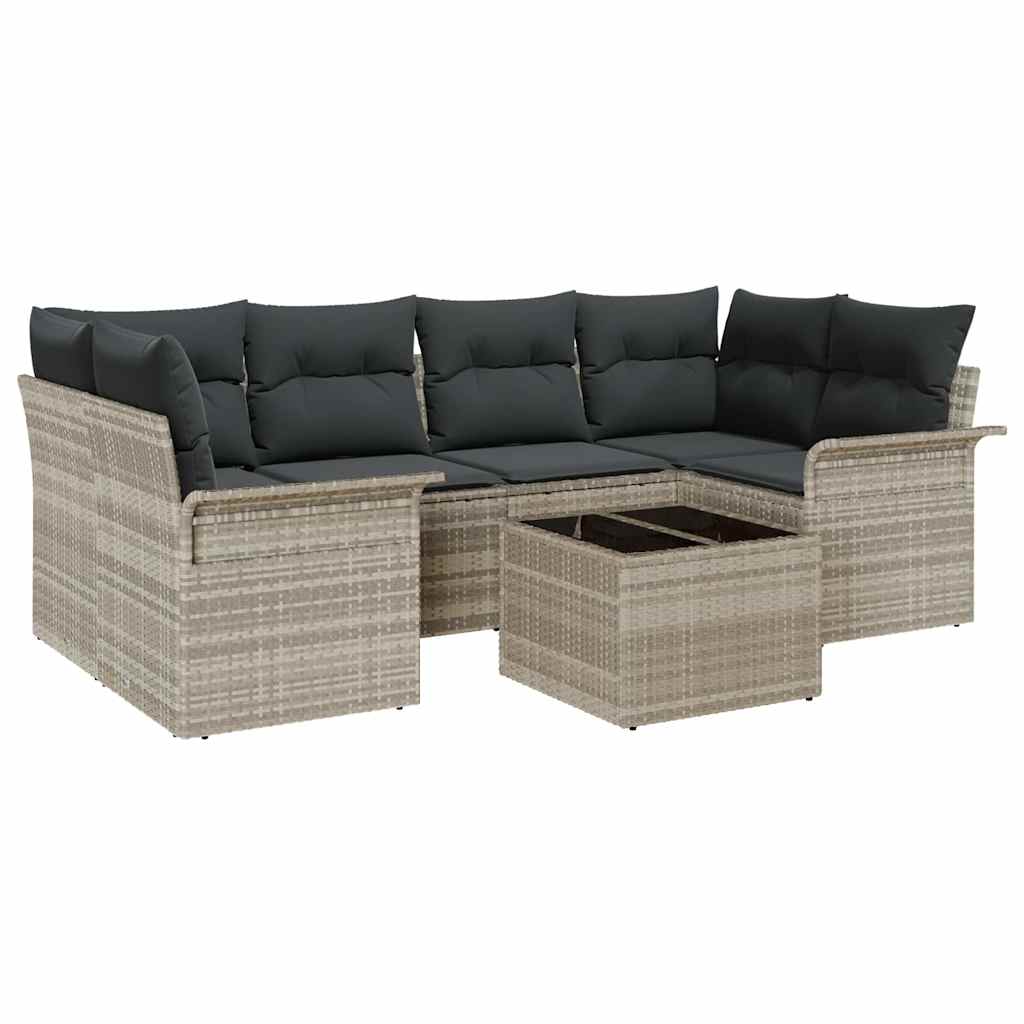 Σετ Καναπέ Κήπου 7 pcs 6-Seater Ανοιχτό Γκρι και Σκούρο Γκρι