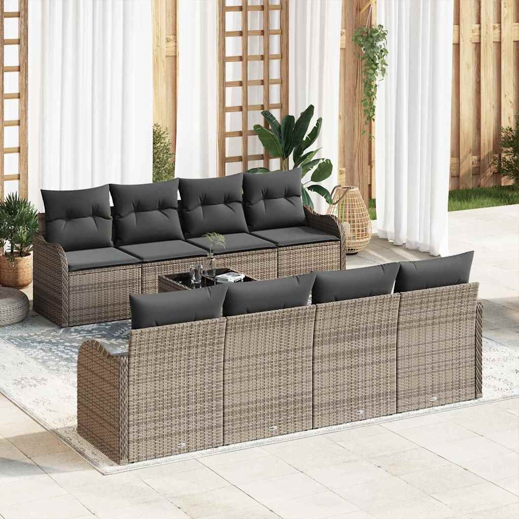 Σετ Καναπέ Κήπου 9 τεμ. 8-Αριθμός καθισμάτων Γκρι