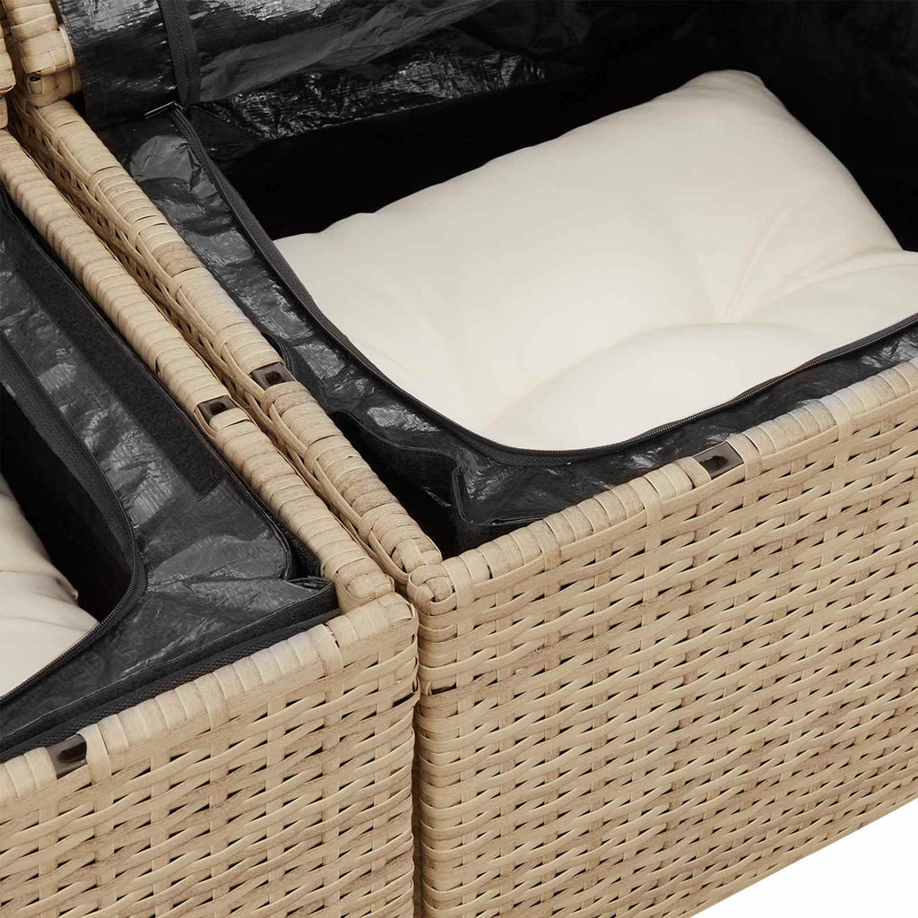 Σετ Καναπέ Κήπου 5 pcs 4-Seater Μπεζ και Κρέμα συνθετικό ρατάν