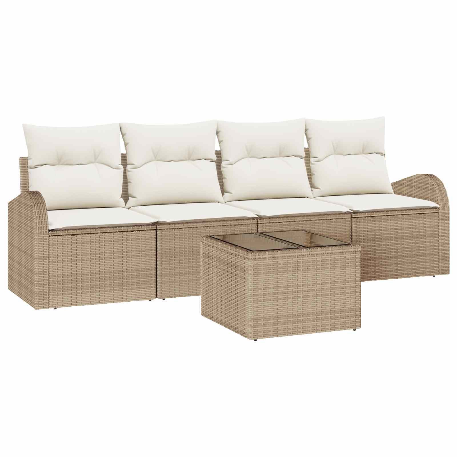 Σετ Καναπέ Κήπου 5 pcs 4-Seater Μπεζ και Κρέμα συνθετικό ρατάν