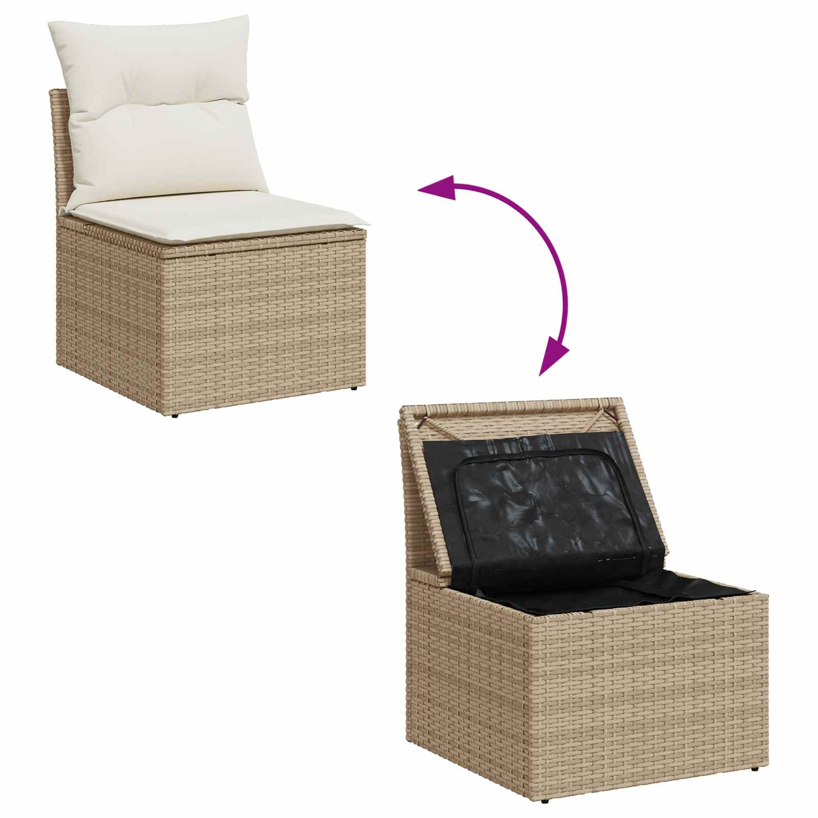 Σετ Καναπέ Κήπου 5 pcs 4-Seater Μπεζ και Κρέμα συνθετικό ρατάν