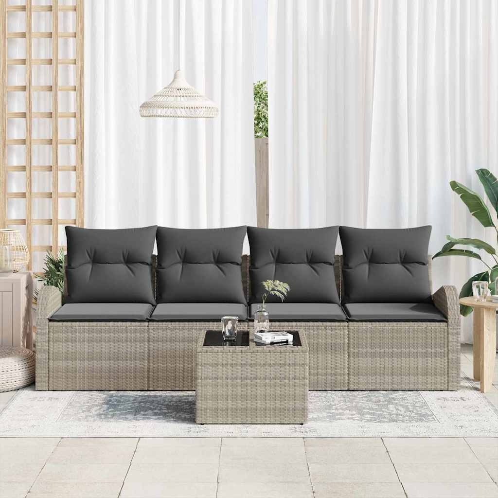 Σετ Καναπέ Κήπου 5 pcs 4-Seater Ανοιχτό Γκρι και Σκούρο Γκρι
