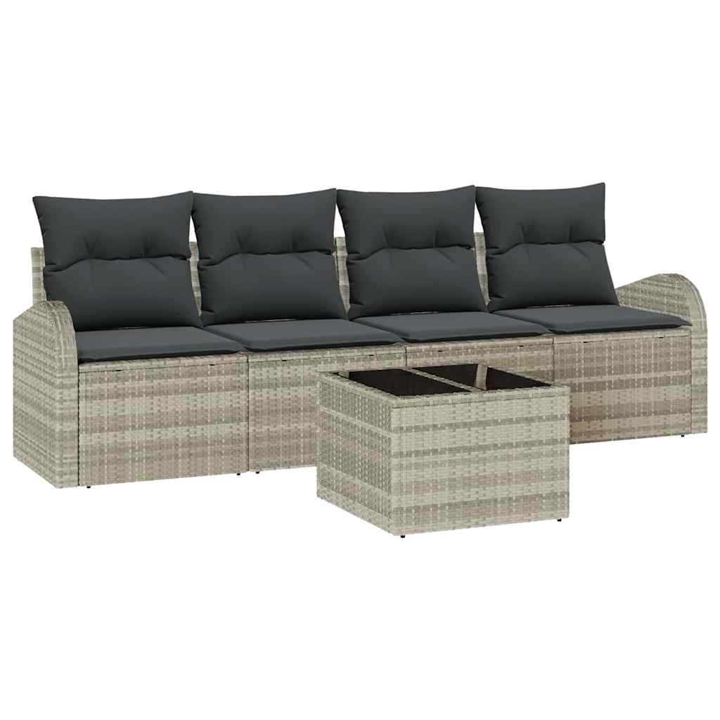 Σετ Καναπέ Κήπου 5 pcs 4-Seater Ανοιχτό Γκρι και Σκούρο Γκρι