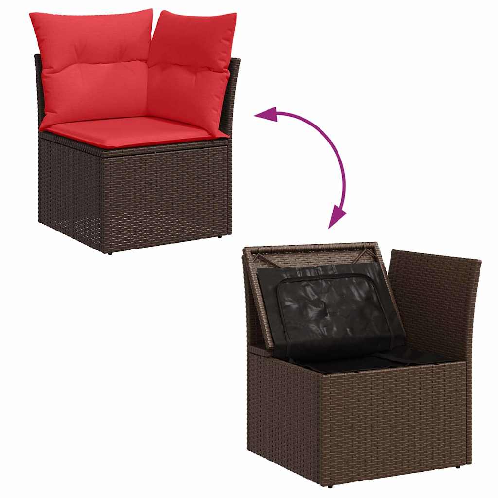 Σετ Καναπέ Κήπου 6 τμχ. Καφέ και Κόκκινο συνθετικό ρατάν