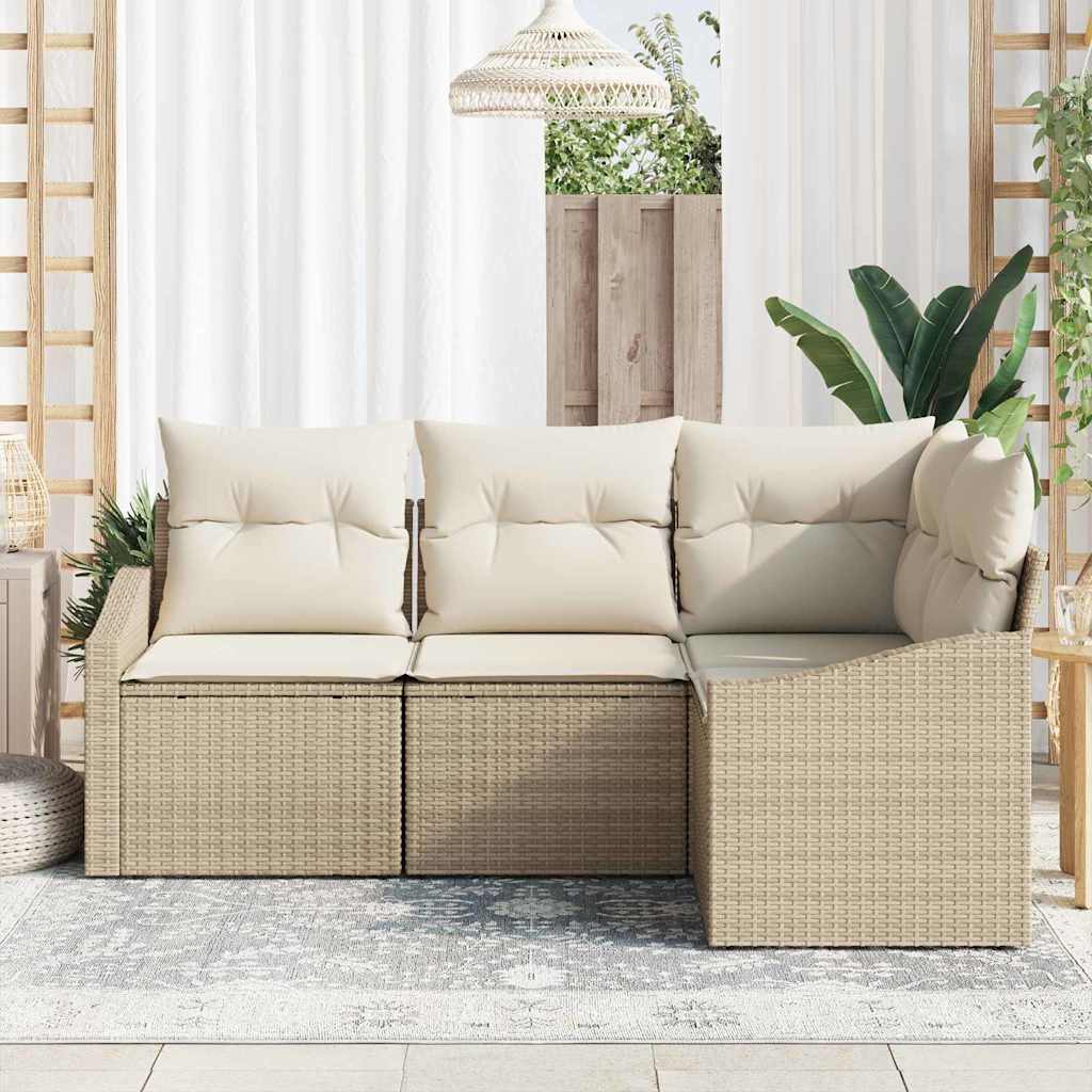 Σετ Καναπέ Κήπου 4 τμχ. Μπεζ και Λευκό συνθετικό ρατάν