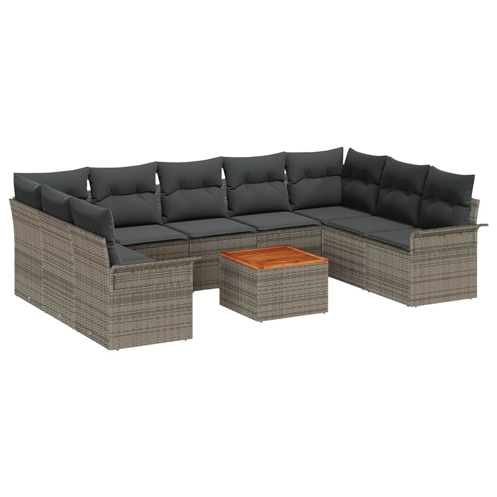 Σετ Καναπέ Κήπου 10 τεμ. 9-Αριθμός καθισμάτων Γκρι