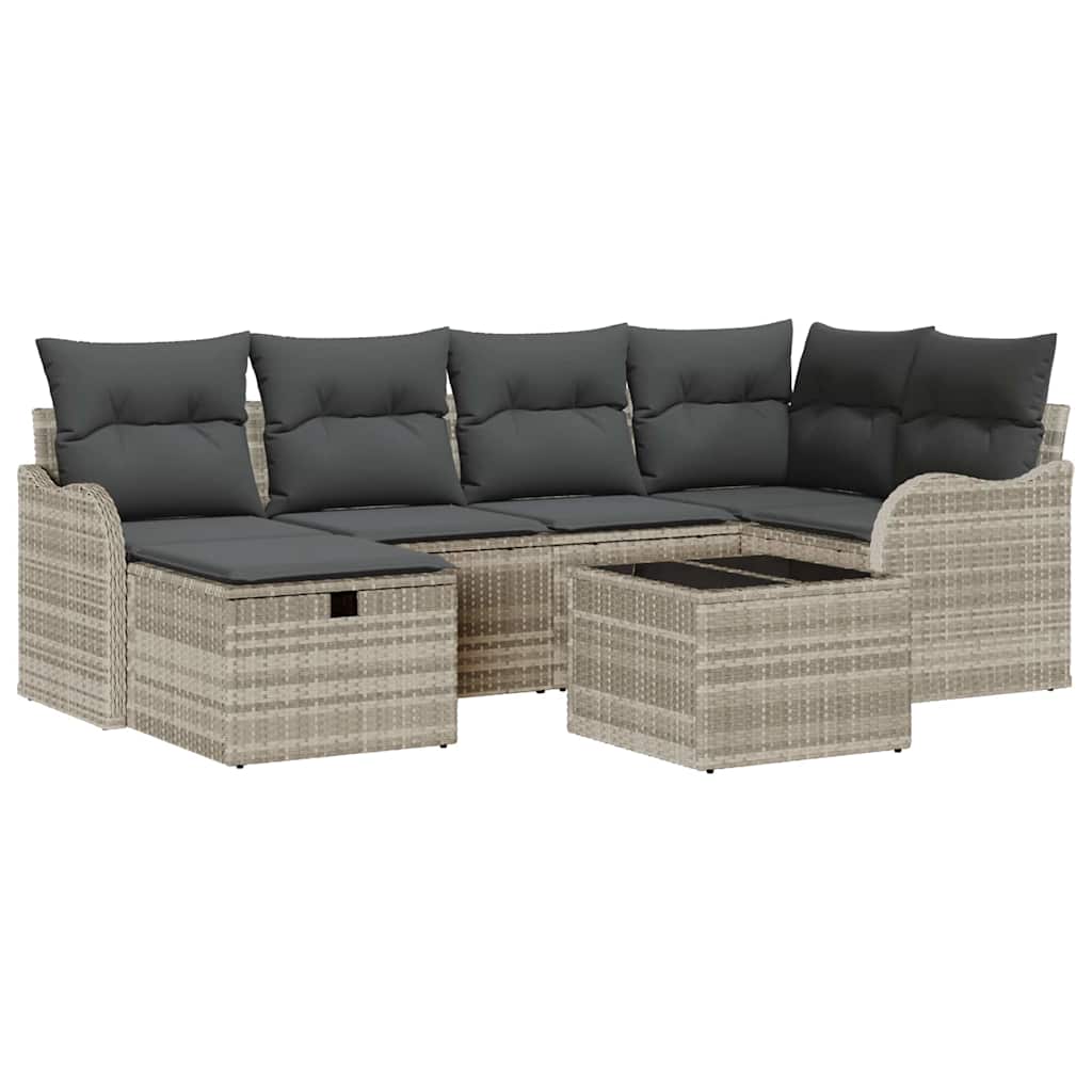 Σετ Καναπέ Κήπου 7 τμχ. 6-Αριθμός καθισμάτων Ανοιχτό γκρι