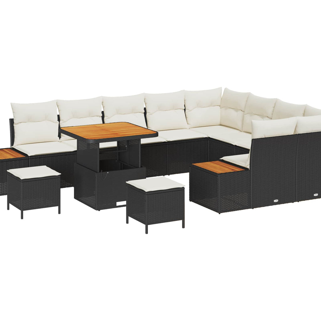 Σετ Καναπέ Κήπου 12 τεμ. 11-Αριθμός καθισμάτων Μαύρο και Κρέμα