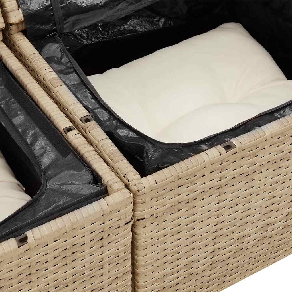 Σετ Καναπέ Κήπου 9 pcs Μπεζ και Κρέμα συνθετικό ρατάν