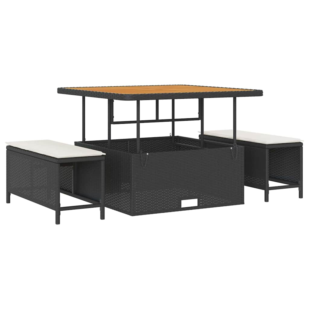 Σετ Καναπέ Κήπου 9 τεμ. 6-Αριθμός καθισμάτων Μαύρο και κρεμ