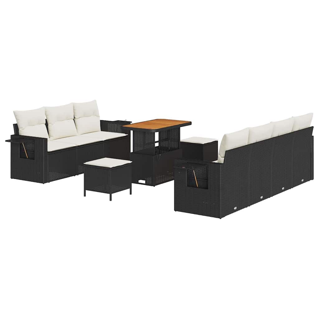 Σετ Καναπέ Κήπου 10 τμχ. 7-Αριθμός καθισμάτων Μαύρο και Κρέμα