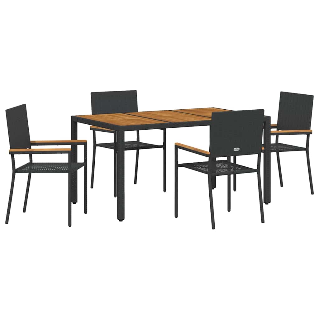 Σέτ φαγητού για κήπο 5 τμχ. Μαύρο συνθετικό ρατάν