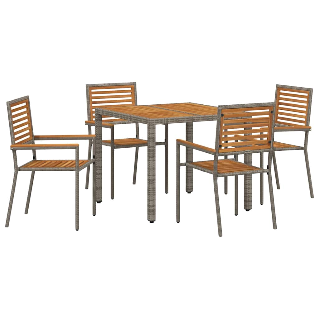 Σέτ φαγητού για κήπο 5 τμχ. Γκρι και Καφέ συνθετικό ρατάν