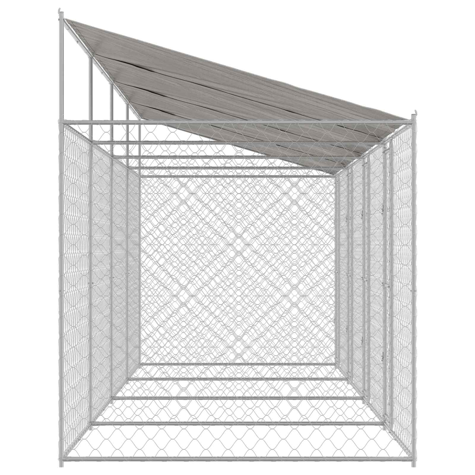 Κλουβί Σκυλιού με Στέγη Ασημί 800 x 200 x 256 εκ.