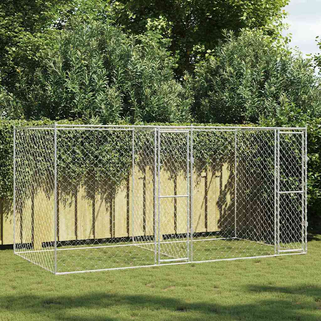 Κλουβί σκύλου Ασημί 400 x 200 x 200 εκ. Επικαλυμμένος Χάλυβας
