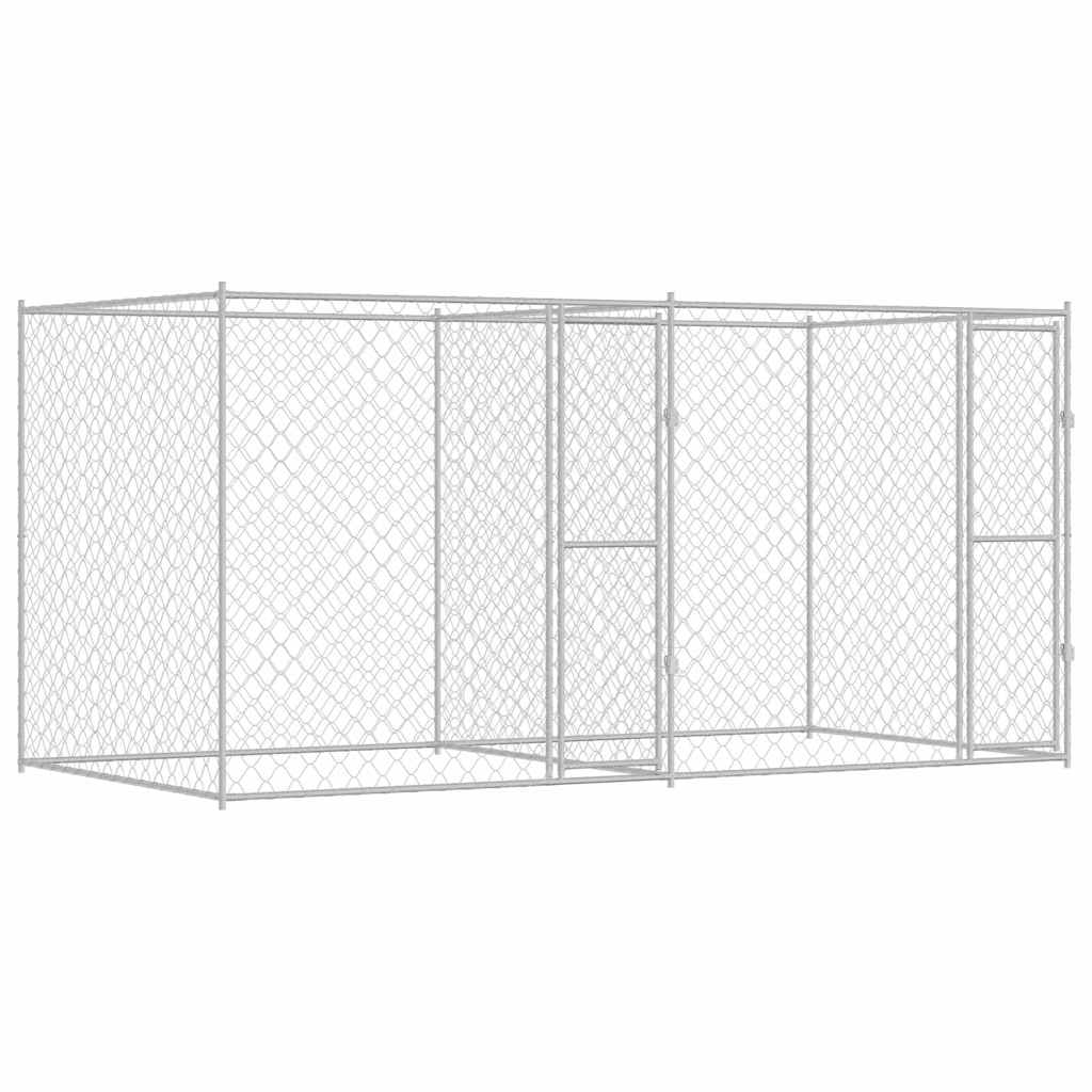 Κλουβί σκύλου Ασημί 400 x 200 x 200 εκ. Επικαλυμμένος Χάλυβας