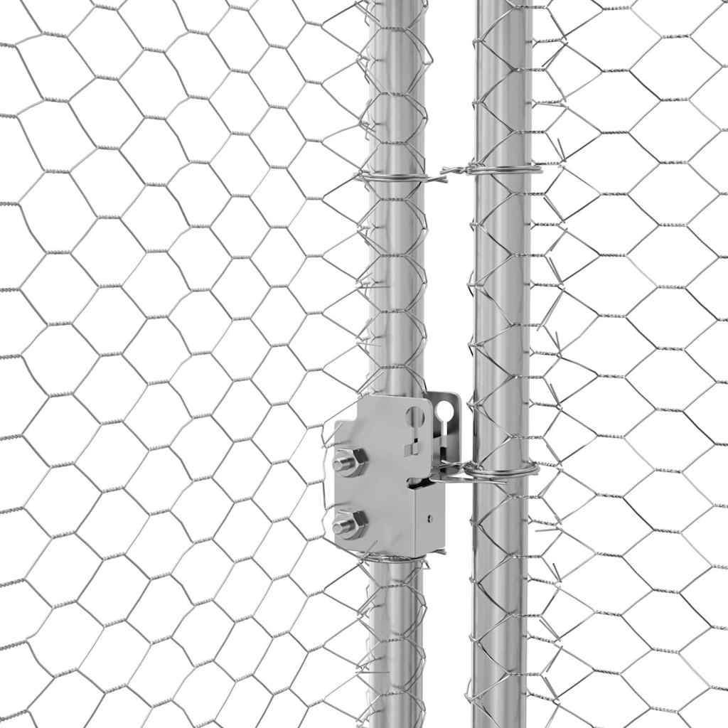 Κλουβί για Κότες με 2 Πόρτες 3 τεμ. Ασημί 600x200x200cm