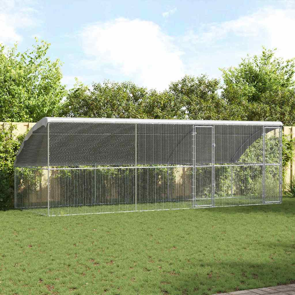 Κλουβί για Κότες με 2 Πόρτες 3 τεμ. Ασημί 600x200x200cm