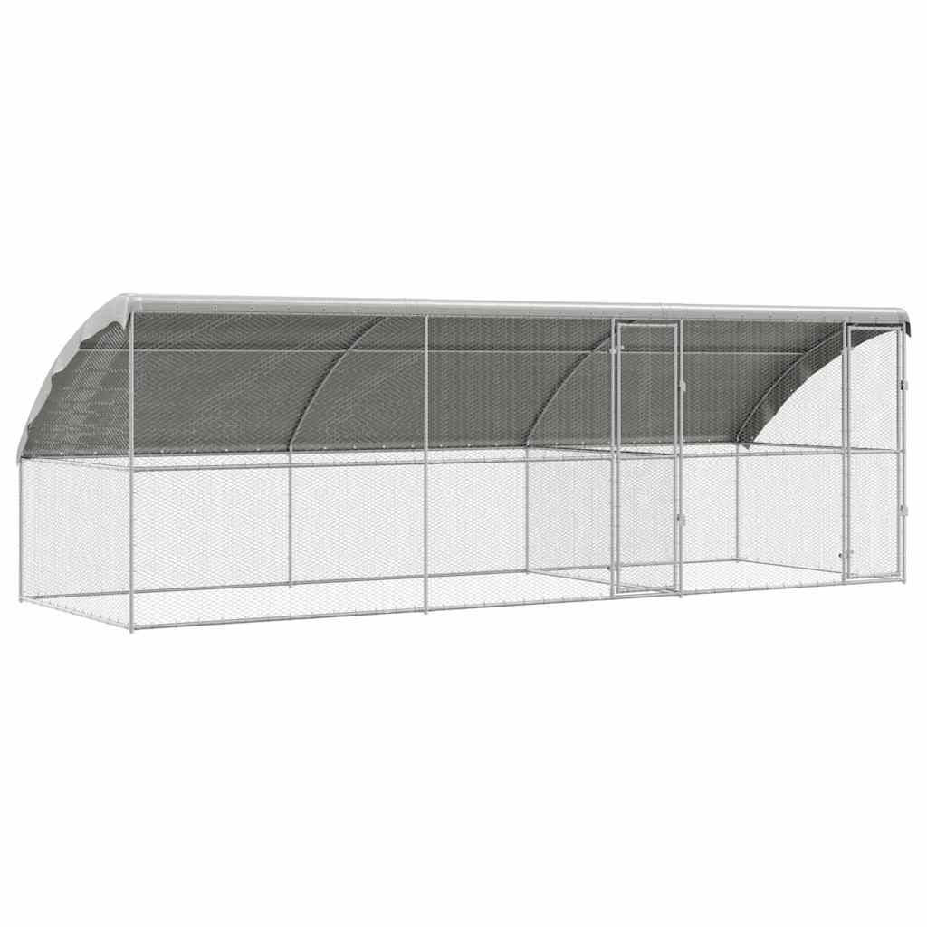 Κλουβί για Κότες με 2 Πόρτες 3 τεμ. Ασημί 600x200x200cm