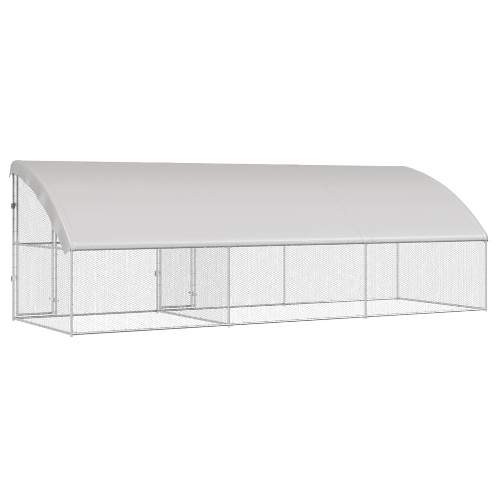 Κλουβί για Κότες με 2 Πόρτες 3 τεμ. Ασημί 600x200x200cm