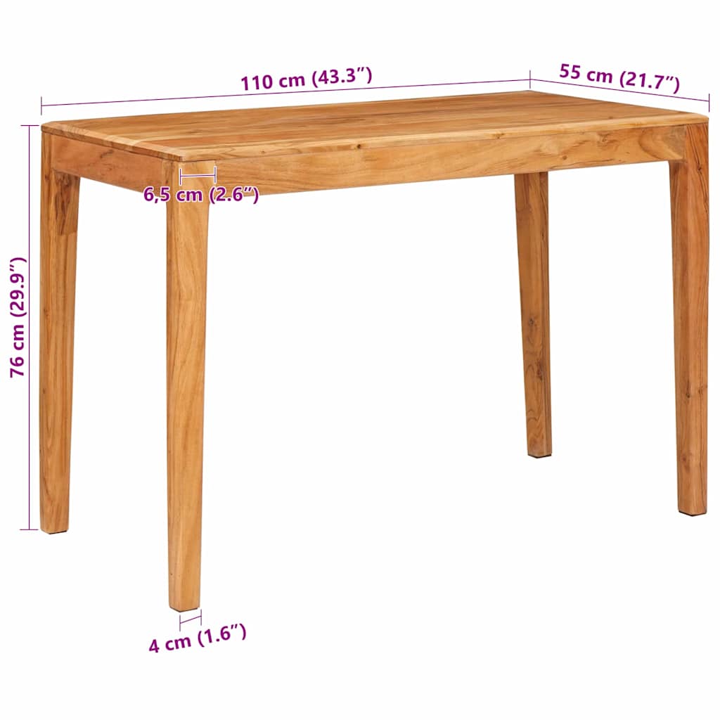 Τραπεζαρία 110 x 55 x 76 cm Στερεό Ξύλο Ακακίας Καφέ Ορθογώνιος