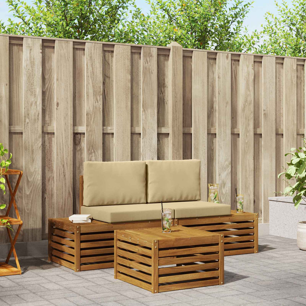 Σειρά Καναπέ Εξωτερικού Φυσικό και Μπεζ 59 x 59 x 37 εκ