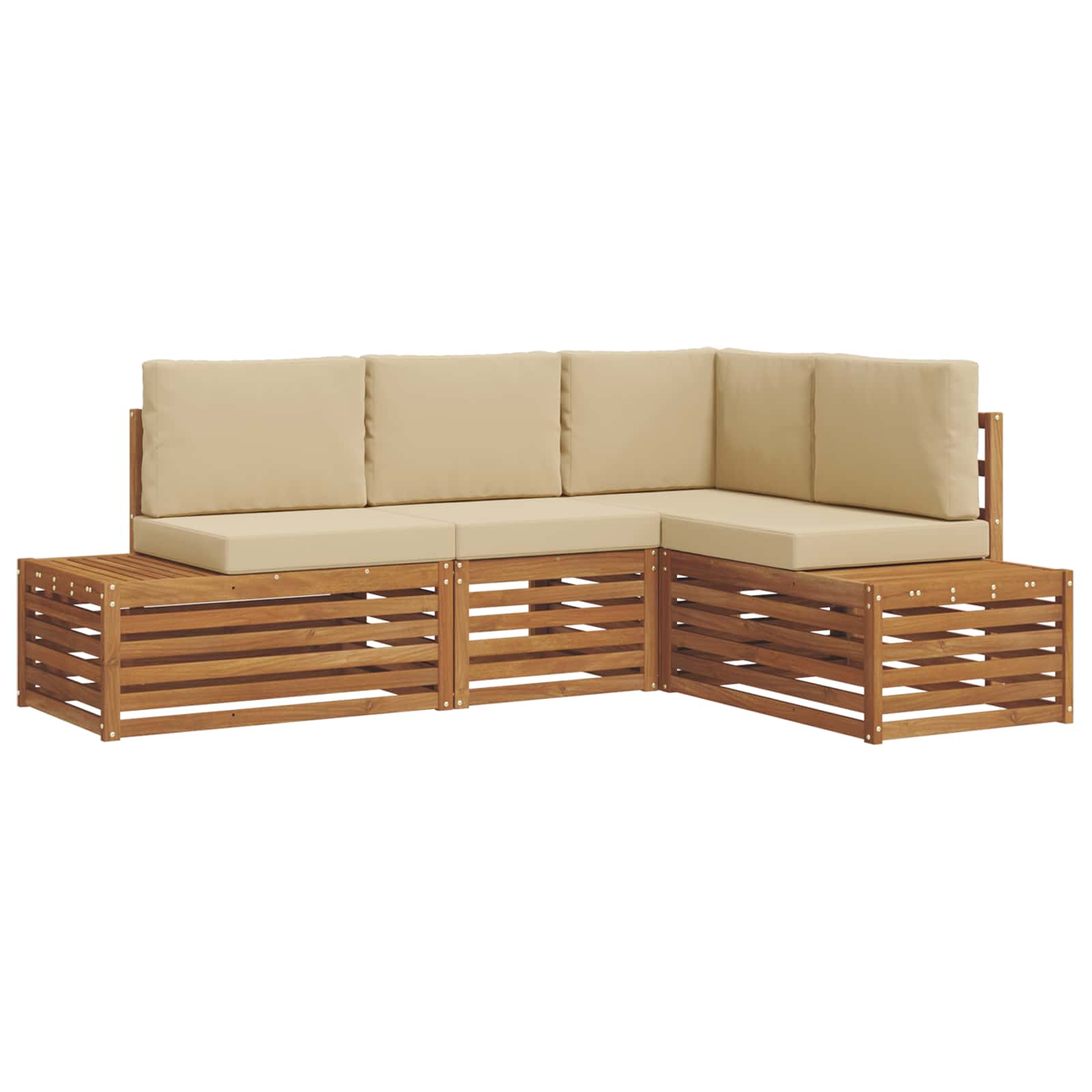 Σειρά Καναπέ Εξωτερικού με μαξιλάρι 4 Τεμάχιο Φυσικό και Μπεζ