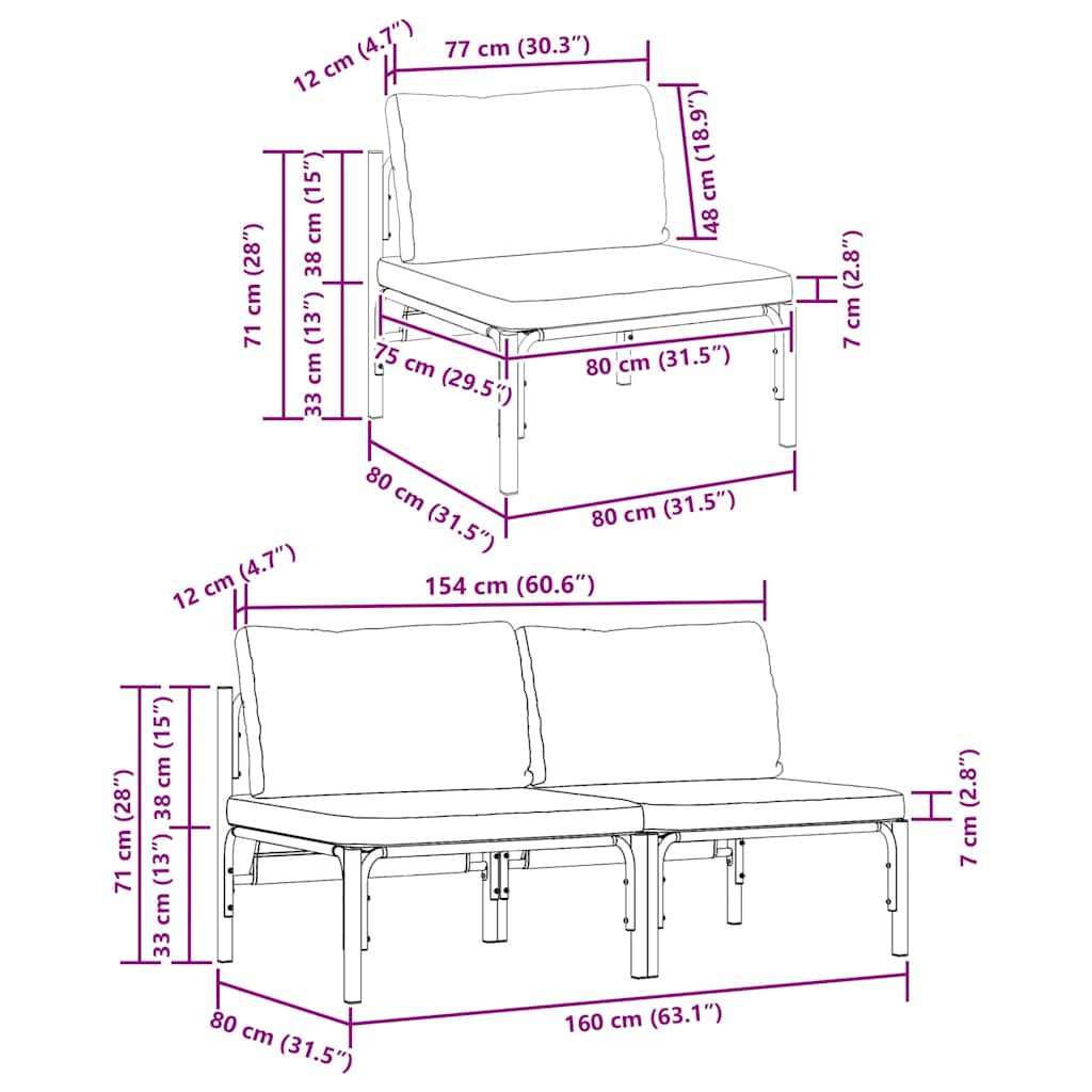 Εξωτερικά Έπιπλα 2 Τεμάχιο Ανθρακί 80 x 80 x 71 cm Ατσάλι