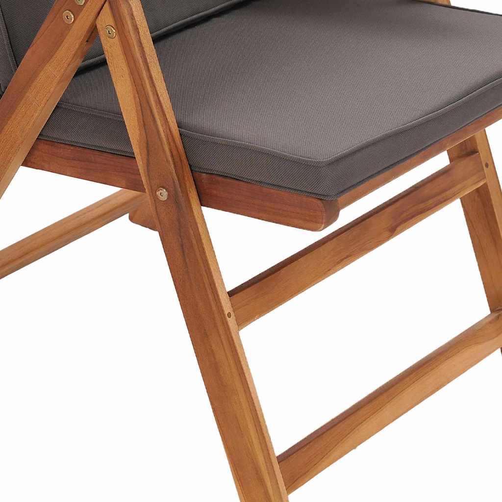 Καρέκλα Κήπου 8 τμχ. Καφέ και Γκρίζο Στερεό Ξύλο Τίκ