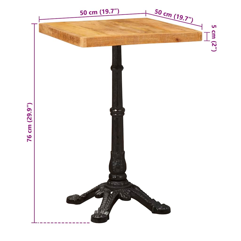 Τραπέζι Bistro 50 x 50 x 76 εκ Στερεό ξύλο μάνγκο Καφέ