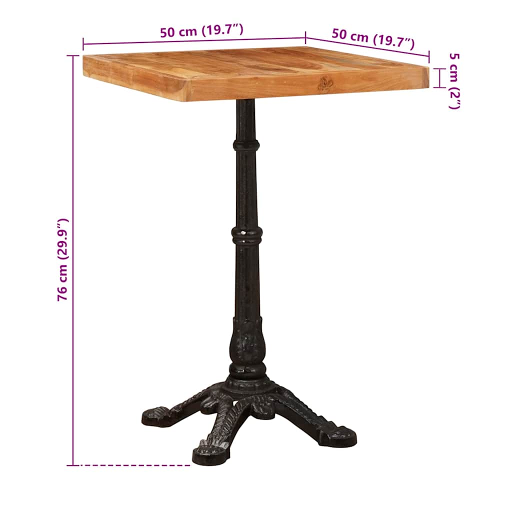 Τραπέζι Bistro 50 x 50 x 76 εκ Στερεό Ξύλο Ακακίας Καφέ