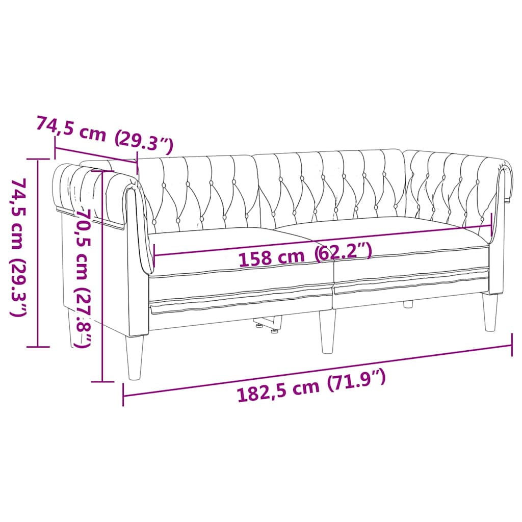 Καναπές Σκούρο Γκρι 182,5 x 74,5 x 74,5 εκατοστά Πολυεστέρας