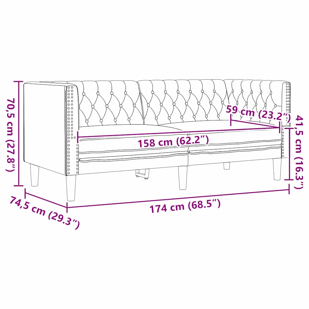 Καναπές Μαύρο 174 x 74,5 x 70,5 εκ. PVC