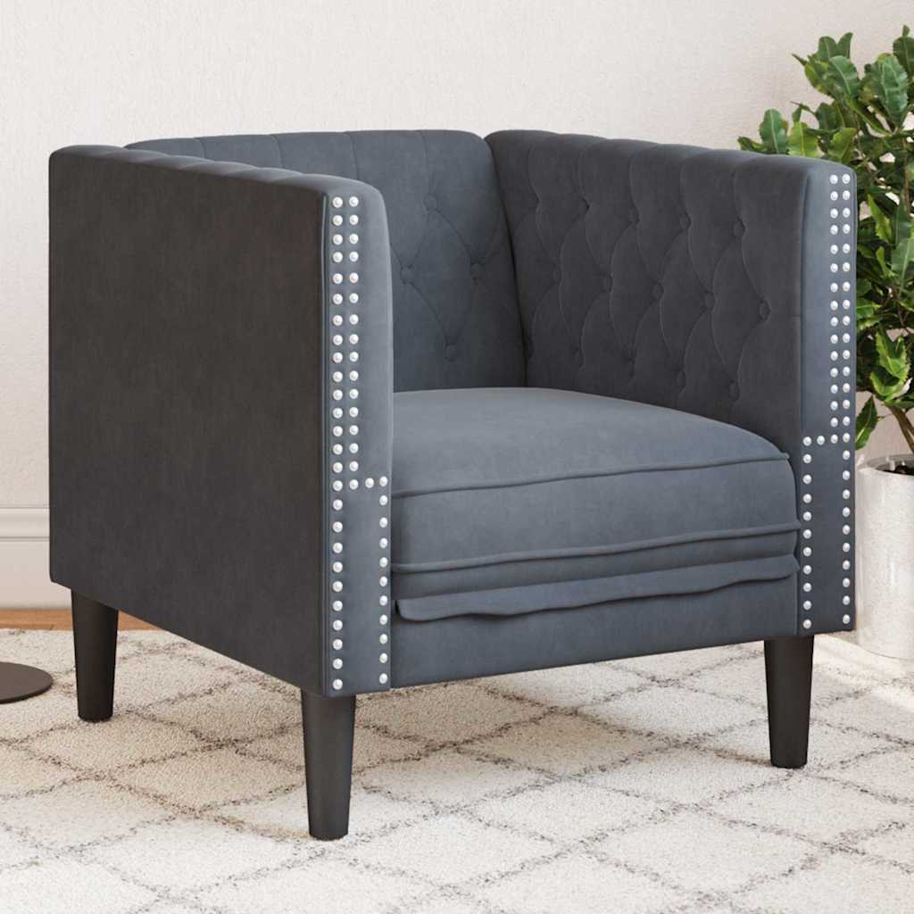 Καναπές Σκούρο Γκρι 74,5 x 71 x 70,5 εκ. Βελούδο