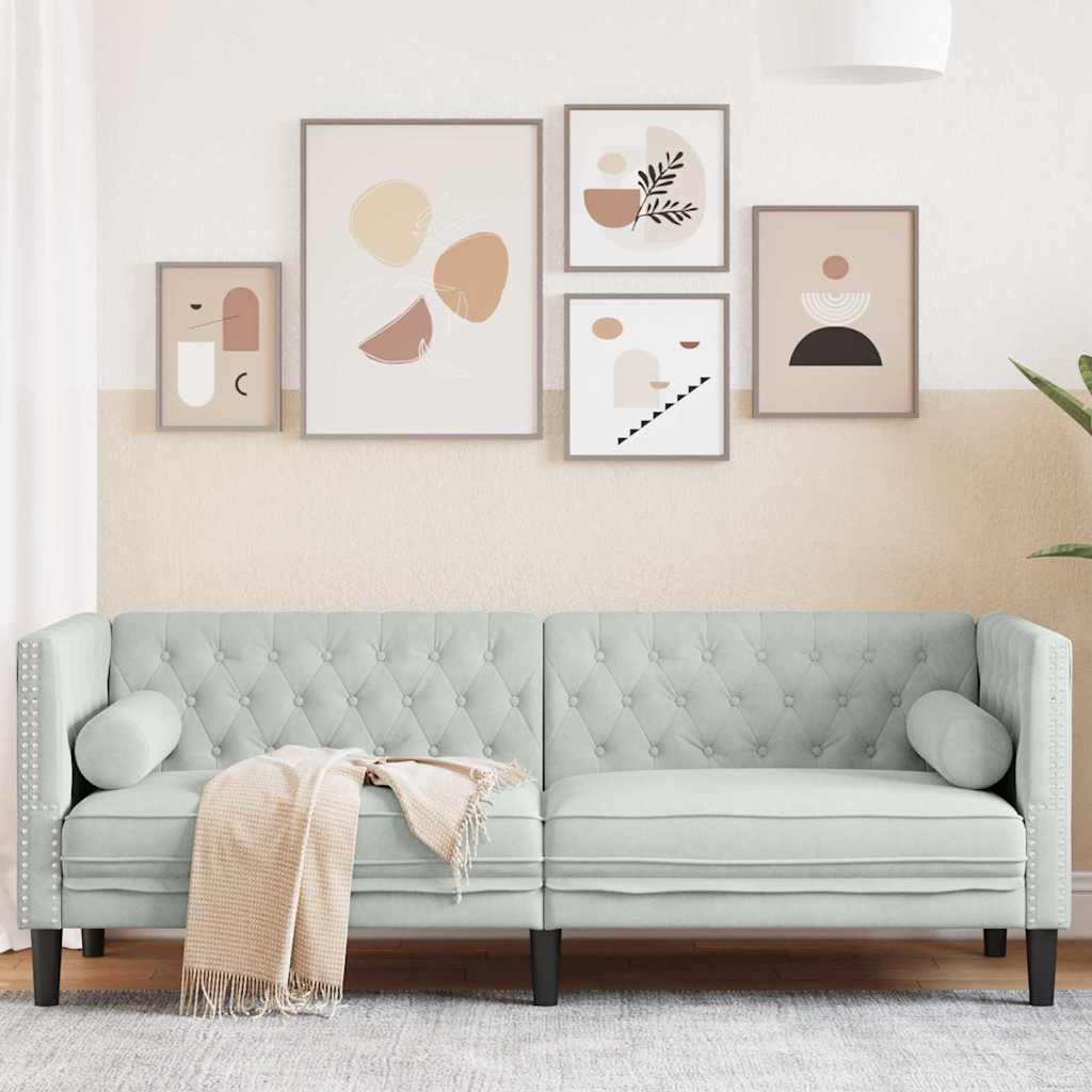 Καναπές Ανοιχτό γκρι 194 x 74,5 x 70,5 εκ. Βελούδο