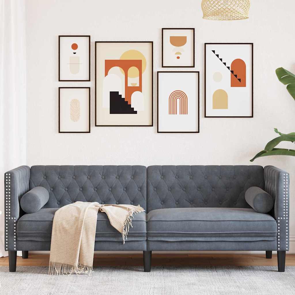 Καναπές Σκούρο Γκρι 194 x 74,5 x 70,5 εκ. Βελούδο
